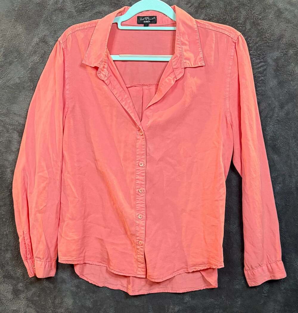 Velvet Heart Long Sleeve Button-Up Shirt Size L Coral Pink